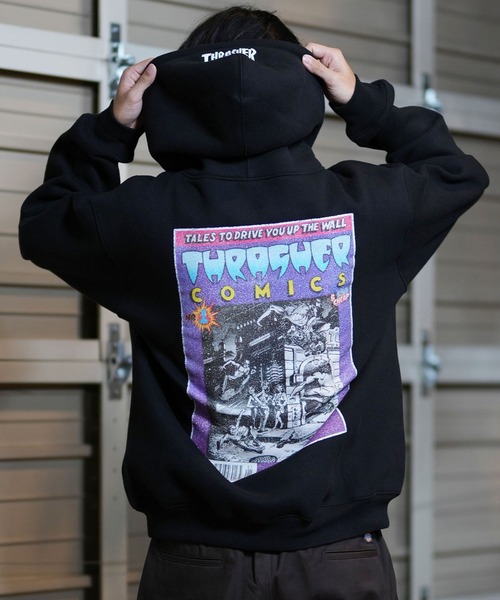 セール】THRASHER/スラッシャー THRASHERコミックPTパーカー ムラサキ