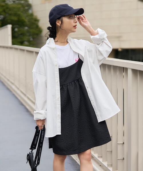 セール】フクレジャガードバックオープンキャミミニワンピース