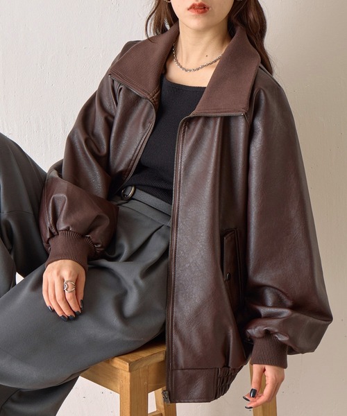 セール】フェイクレザーMA-1（ライダースジャケット）｜COLONY 2139