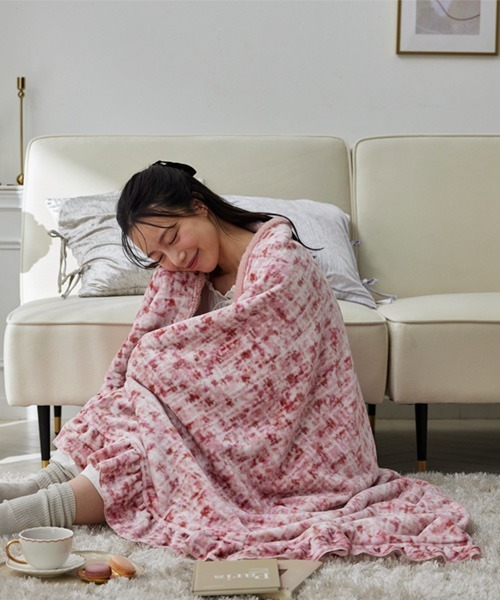 ツイード柄フリル毛布&ブランケット│ブランケット【フルーエ/大人