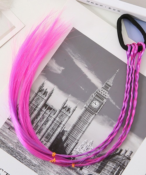 7B25 ゆめかわ ポニー ユニコーン カラーメッシュ 三つ編み エクステ