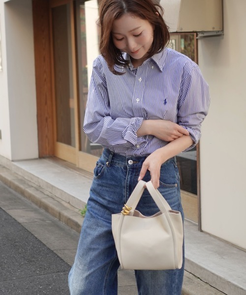 NiiNa】【高品質牛革】本革レザー2wayバケットバッグ（ポーチ付き