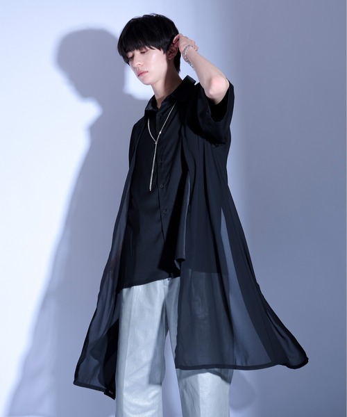 セール】シアーレイヤードロングシャツ/SS（シャツ/ブラウス）｜Ellno