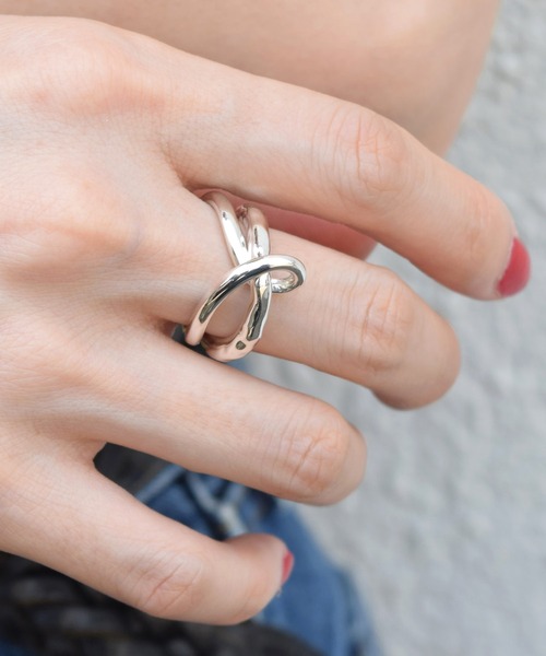 SILVER925シルバー変形2連リング/レディース/メンズ/（リング）｜e.m.