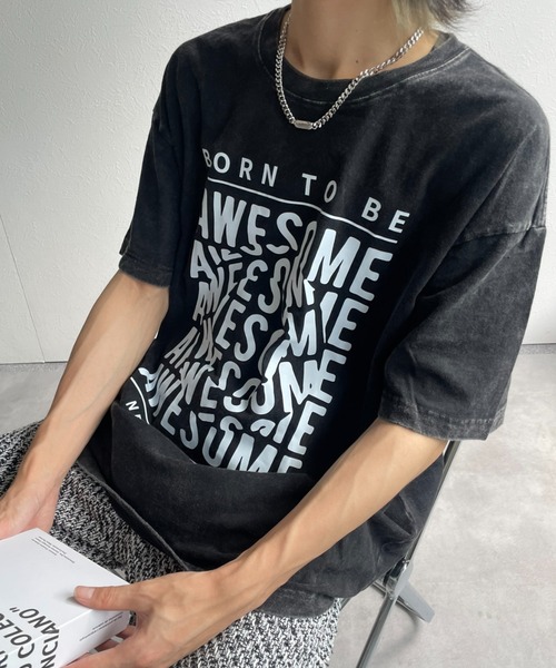 オーバーサイズヴィンテージ加工/グラフィックピグメントTシャツ（T