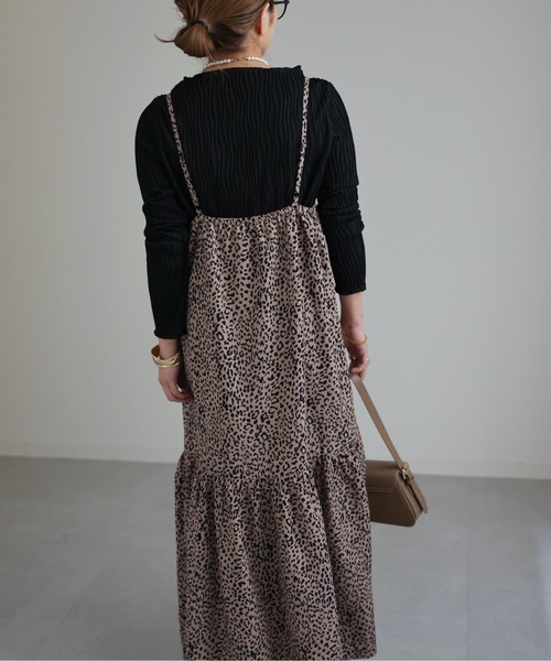 セール】ヒョウ柄キャミロングワンピース レオパードワンピース