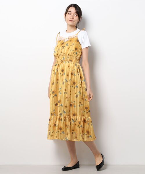 セール】ひまわり柄キャミワンピース（ワンピース）｜axes femme