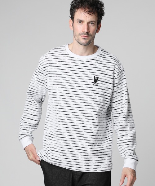 セール】ケーブルライク ボーダー ロングスリーブTシャツ（Tシャツ