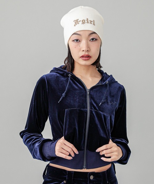 X-girl（エックスガール）の「VELOUR ZIP UP HOODIE（パーカー）」 - WEAR
