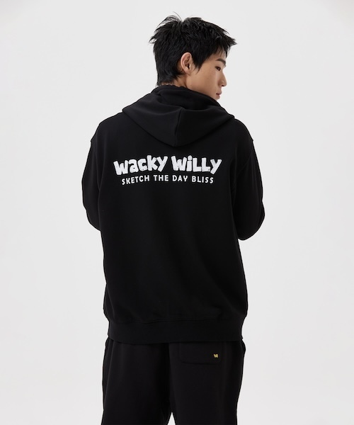 セール】BACK PANEL LETTERING HOODIE ZIP-UP（パーカー）｜Wacky