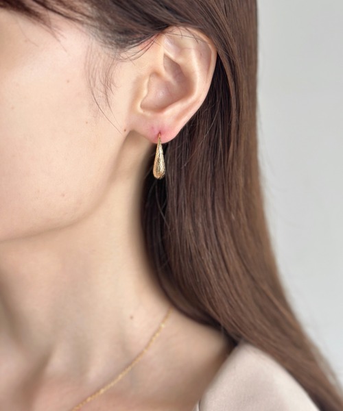 セール】メタルフック ドロップピアス-metal hook drop pierce