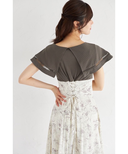 ビックカラーバックレースアップドッキングワンピース（ワンピース