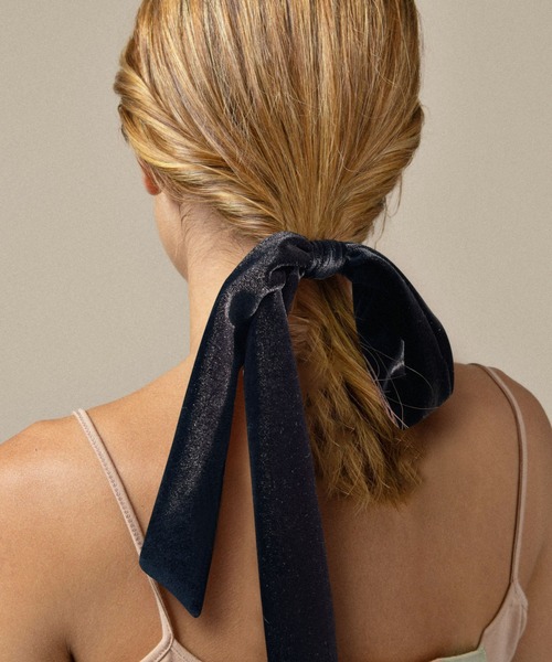 セール】ベロア アシメ ロングリボン ヘアゴム（ヘアゴム）｜CEMONEMO