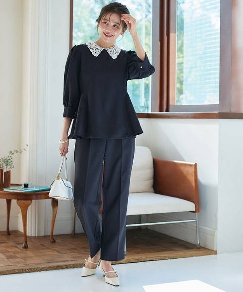 2WAY選べる襟ペプラムセットアップ（スーツセット）｜Pierrot（ピエロ