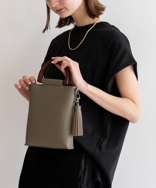 セール】ウッドハンドル2wayポシェット（ショルダーバッグ