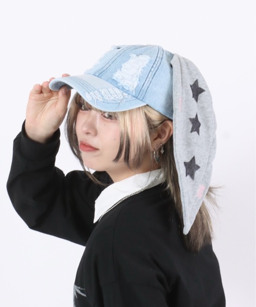 セール】K-POPアイドル着用モデル うさ耳デニムキャップ/韓国