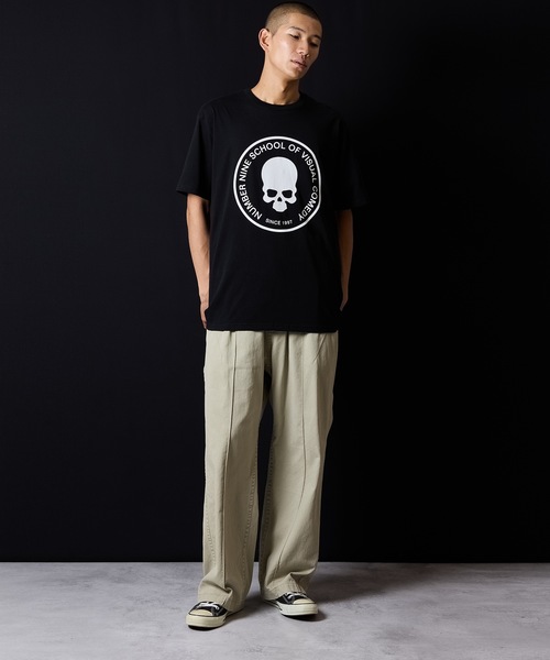 SCHOOL OF VISUAL COMEDY_T-SHIRT / スカルモチーフ サークルロゴ T