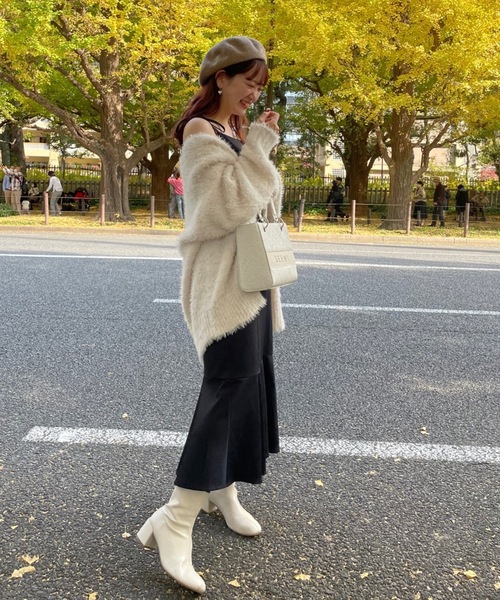 セール】大人可愛い/着丈調節可能/ 肩リボンマーメイドキャミ