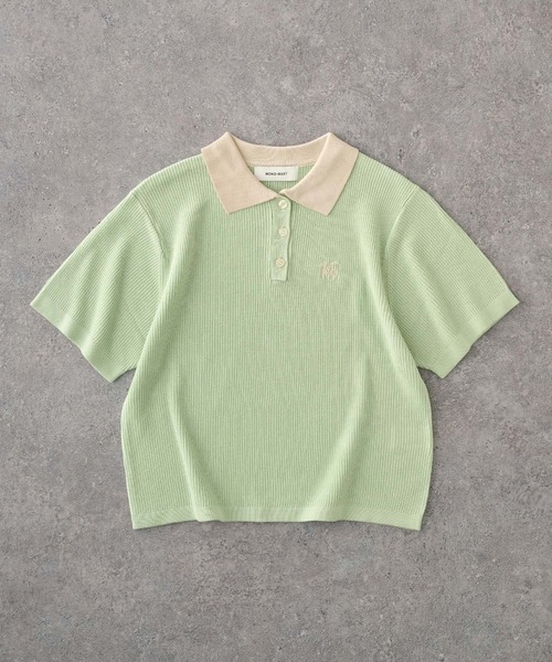 リンガーロゴ刺繍リブニットポロシャツ（ポロシャツ）｜MONO-MART
