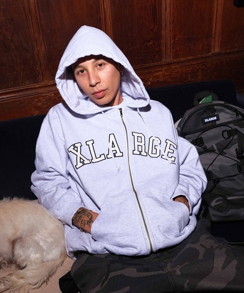 PERFORATED LEATHER LOGO ZIP UP HOODED SWEATSHIRT（パーカー