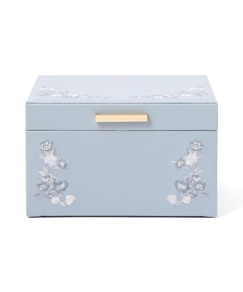 エンブロイダリーフラワー ジュエリーボックス L ブルー（収納グッズ