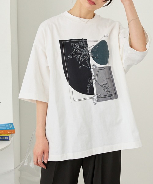 アートグラフィックデザインオーバーサイズ半袖Tシャツ MONO-MART
