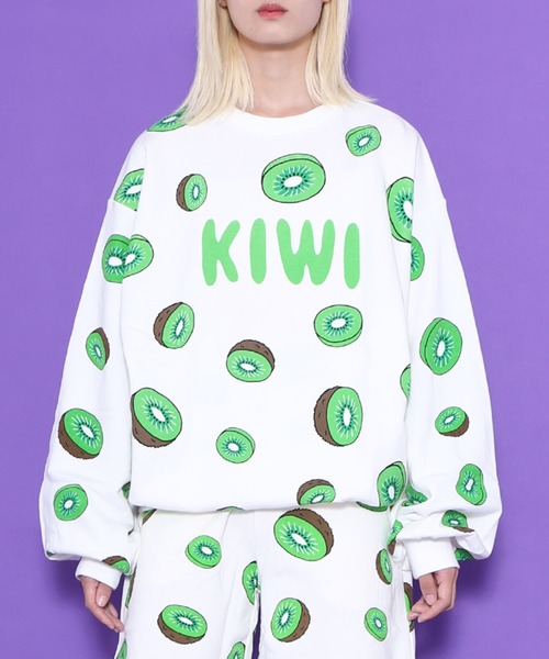 フード総柄スウェット（RENNYU・KIWI・TOMATO・FUGU）（スウェット