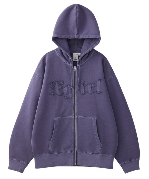 セール】LOGO PATCH PIGMENT DYED ZIP UP SWEAT HOODIE（パーカー）｜X