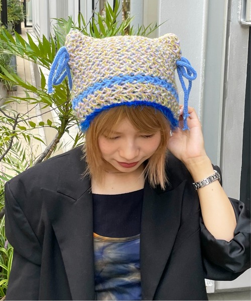 HIKA（ヒカ）の「【HIKA】手編み猫耳ニットCAP（ニットキャップ