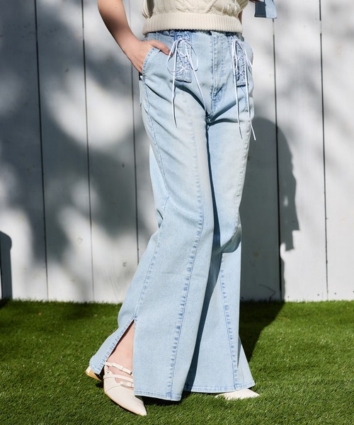 セール】【Denim Collection】フロントリボンデニムパンツ（デニム