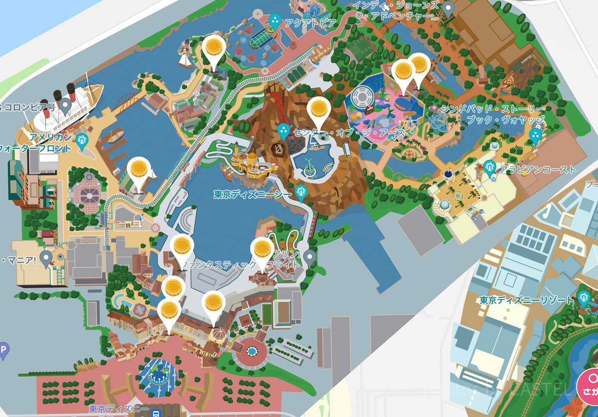 スーベニアメダルを作成できる場所マップ| キャステル | CASTEL