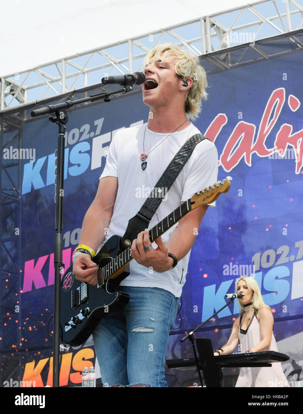 Ross lynch r5 perform onstage hi-res stock photography and images