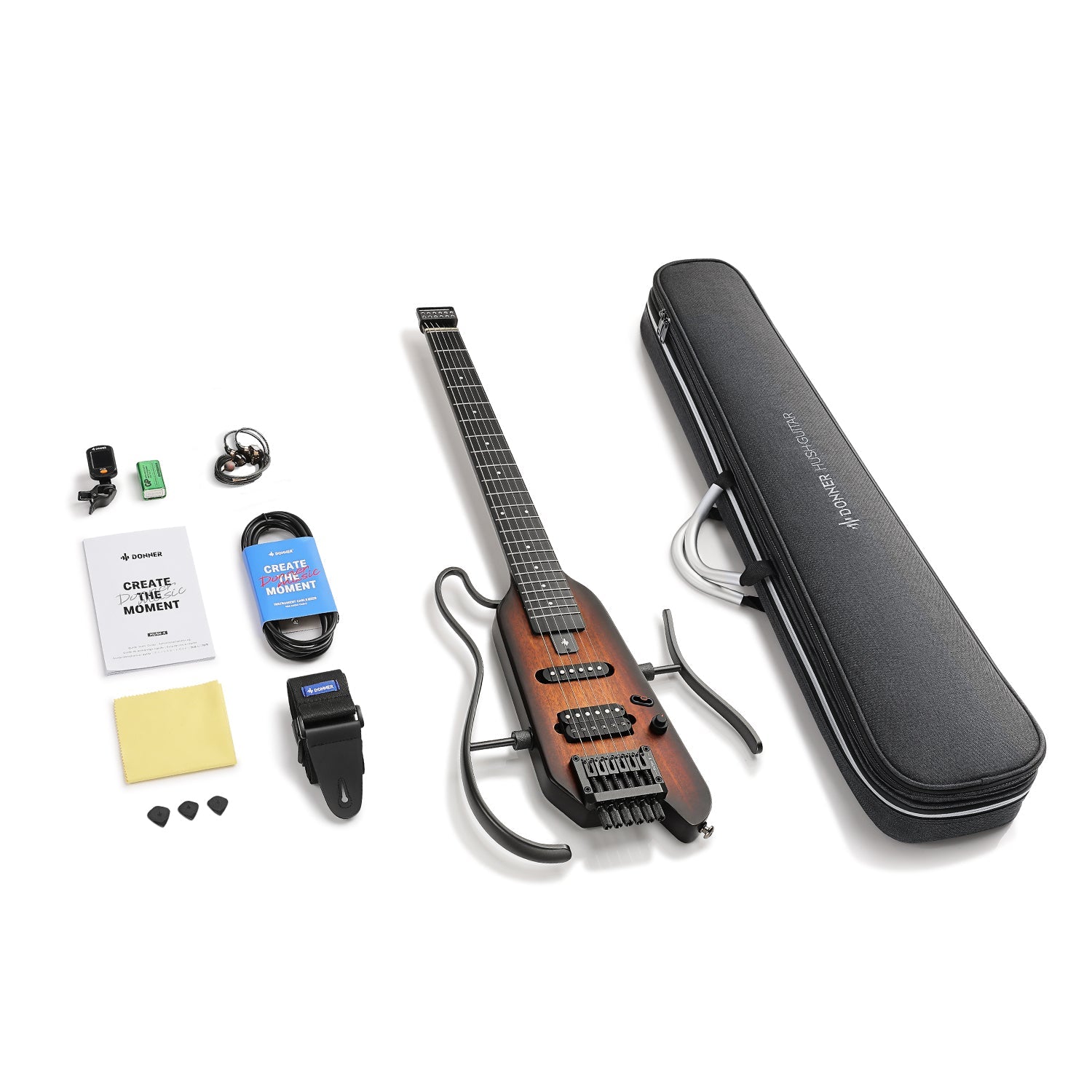 HUSH-X Porable Electric Guitar Kit for Travel Donner