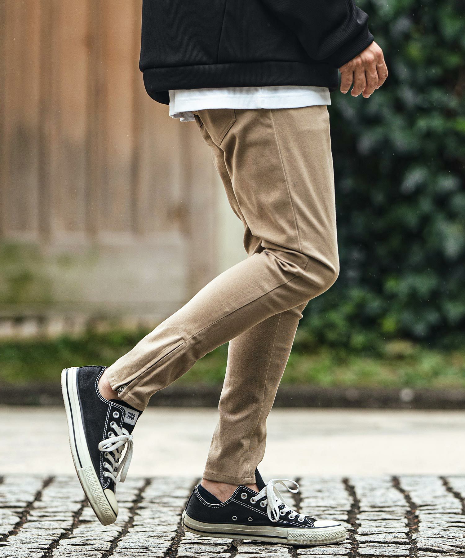 50%OFF【CAMBIO(カンビオ)】ストレッチツイル裾ZIPテーパードパンツ(BP