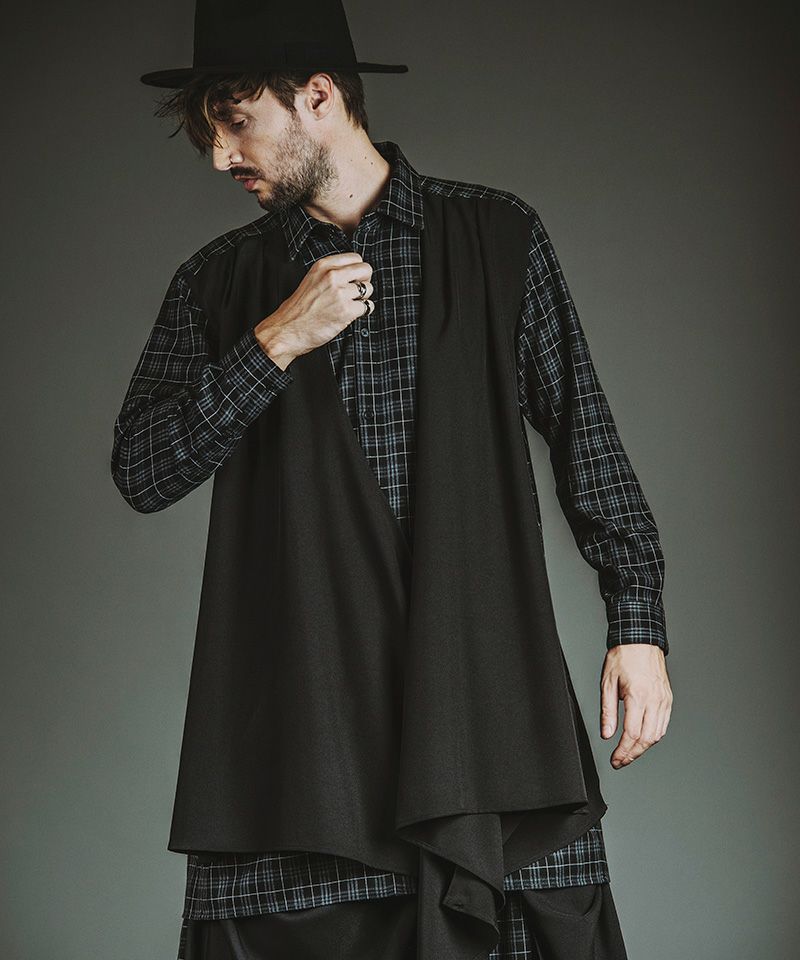 30%OFF【NO ID.(ノーアイディー)】ﾄﾞﾚｰﾌﾟﾛﾝｸﾞSH シャツ(457006-370S