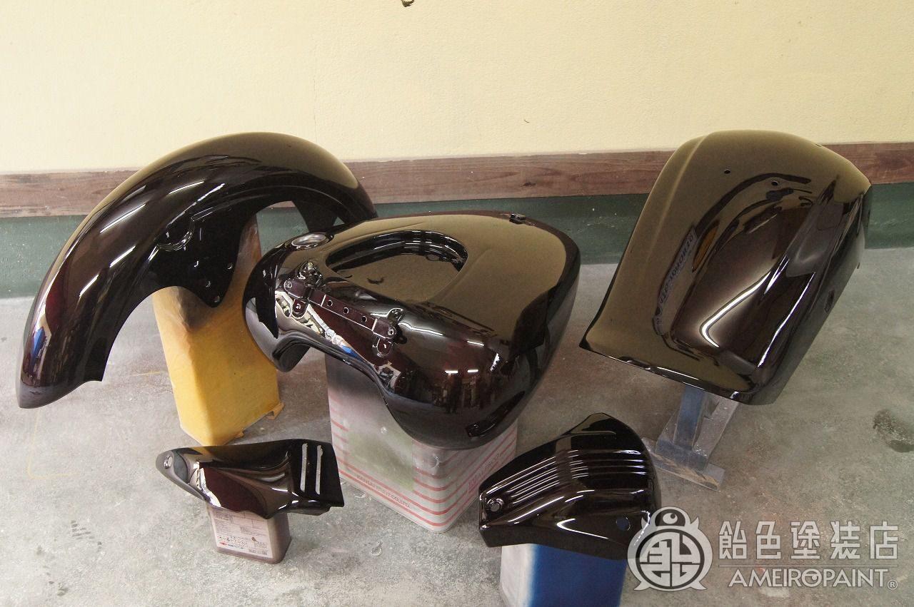 カスタムペイント ヤマハ レイダーにラップペイントをキャンディレッド