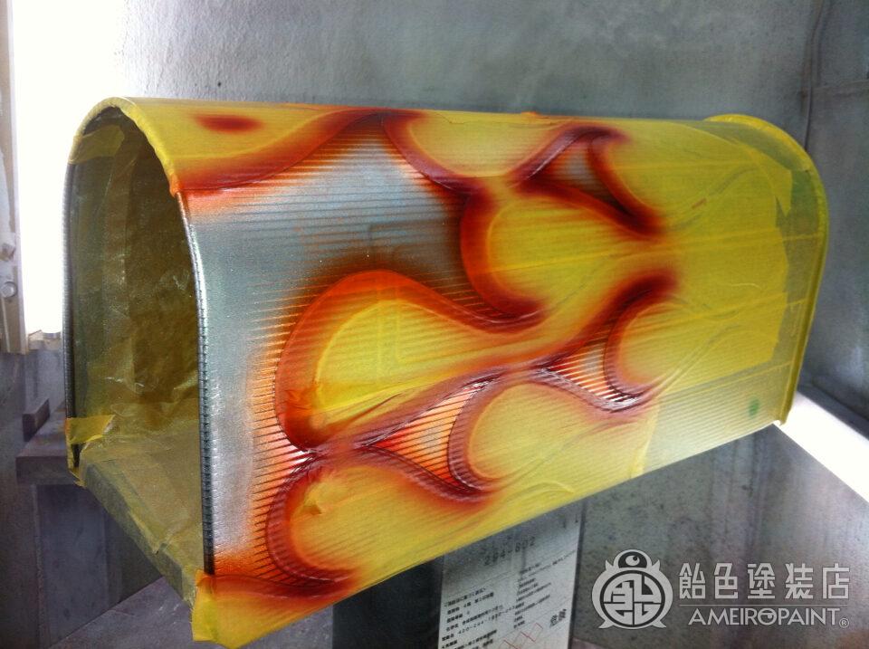 カスタムペイント工程 郵便ポスト【奈良フレイムス】 | 飴色塗装店