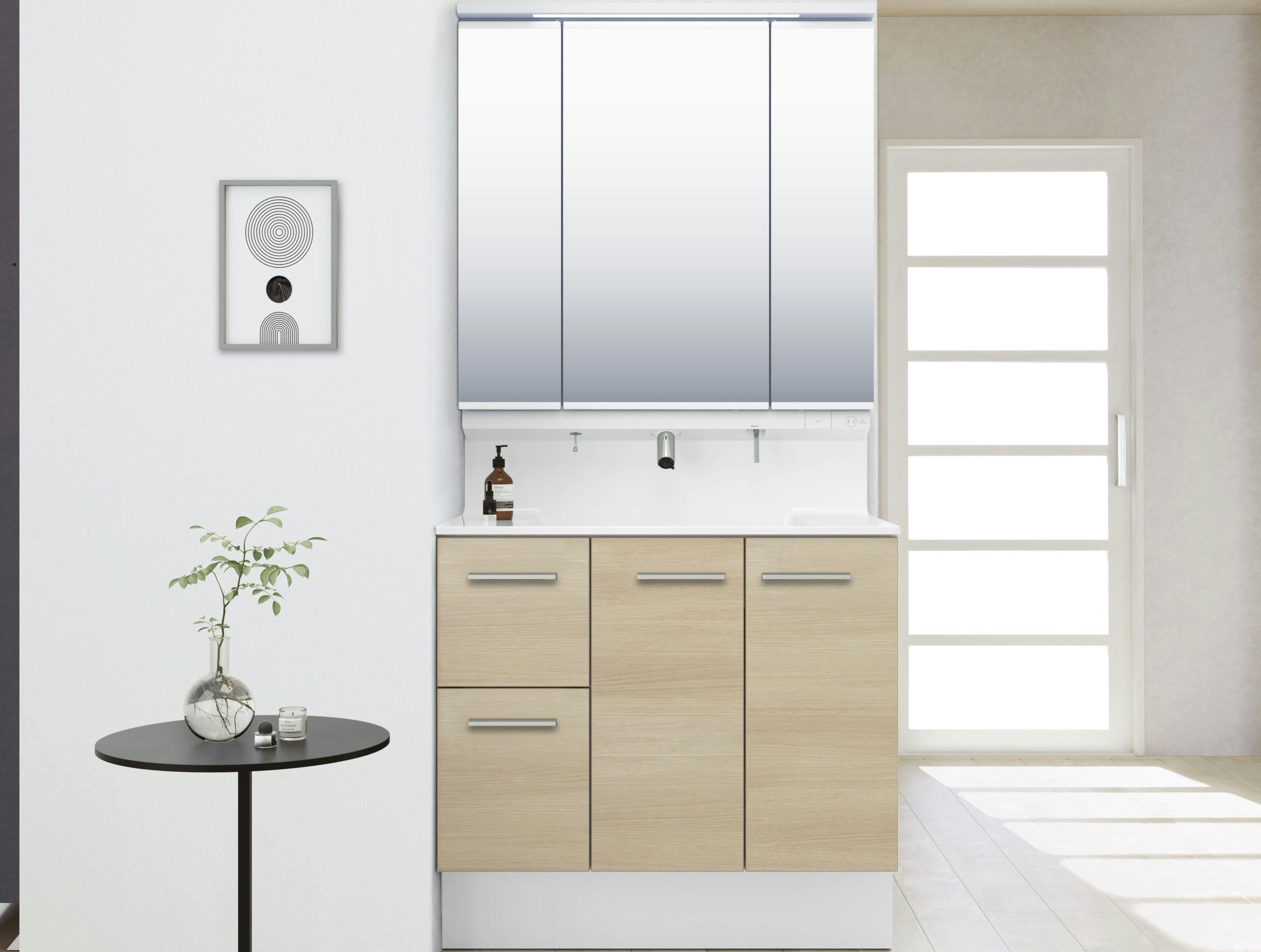 洗面化粧台R1シリーズ タッチレス水栓 900mm間口 3面鏡 | LIXIL