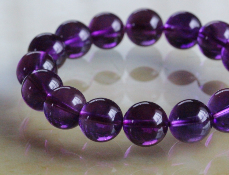 極上！最高級ウルグアイ産アメジスト・ブレスレット10.5mm玉【最高品質