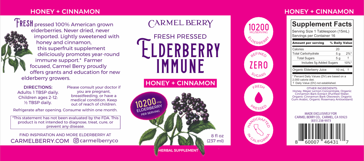 Fresh-Pressed Elderberry Immune Honey + Cinnamon – Carmel Berry Co.