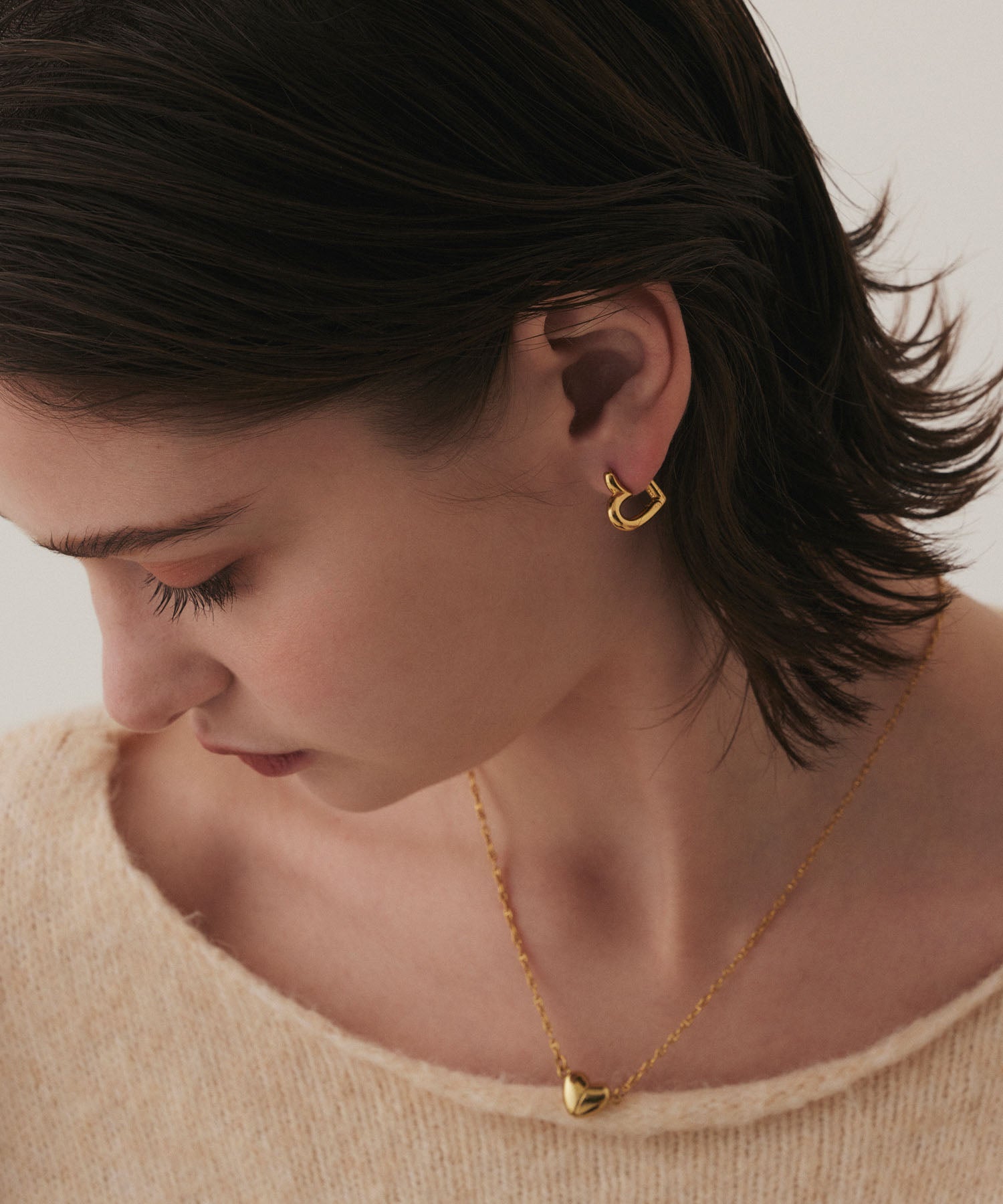 ゴールド]ワンタッチハートピアス