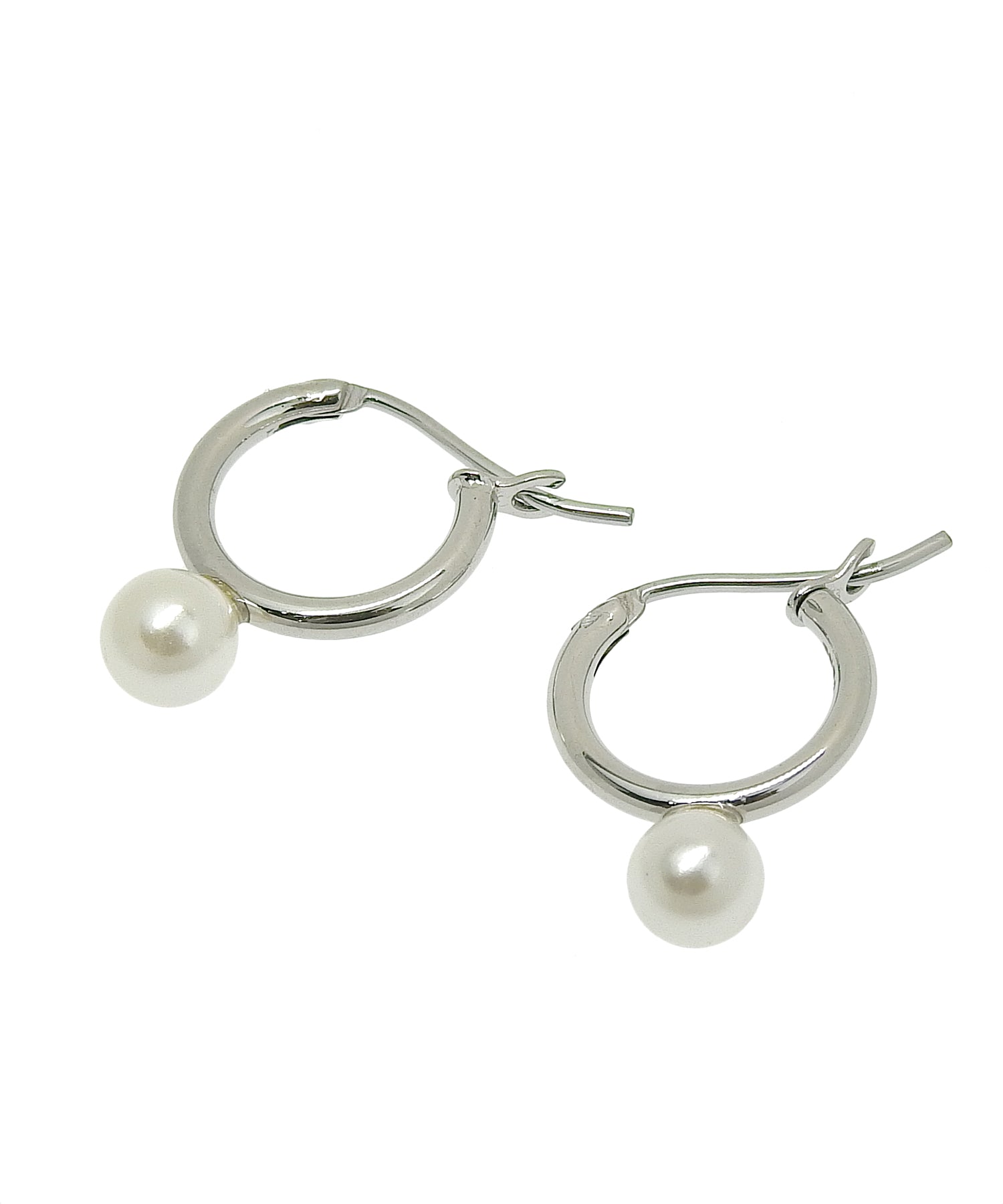 シルバー]パールループピアス