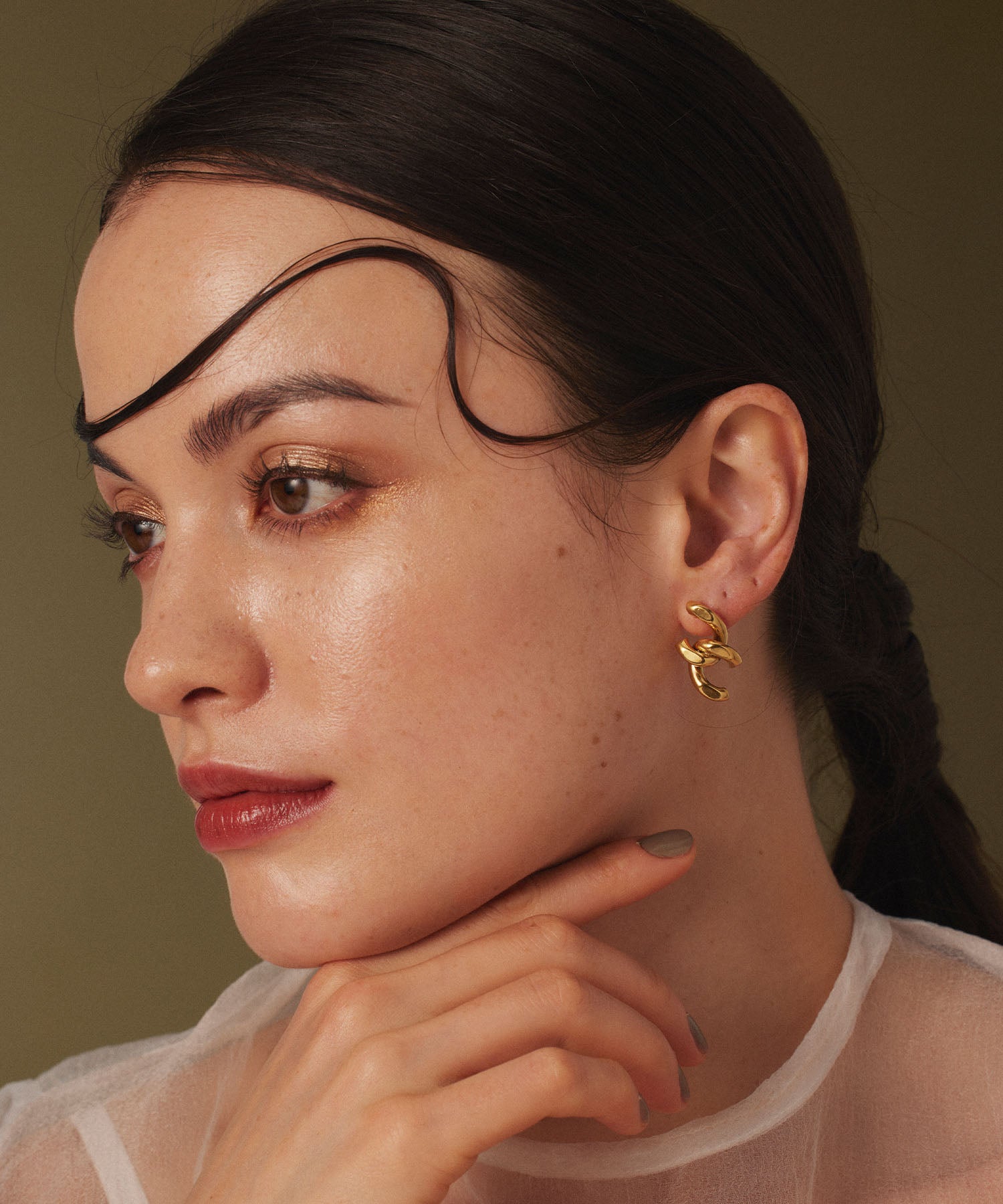 ゴールド]チェーンクロスピアス