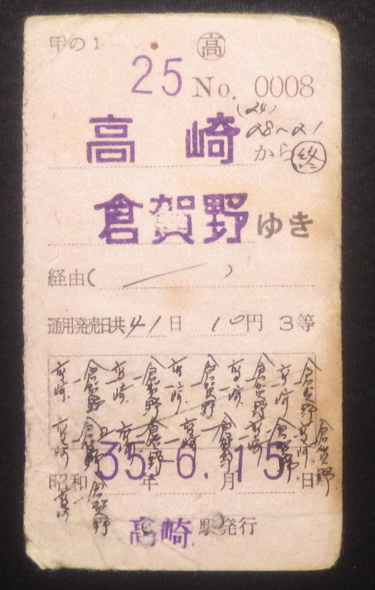 切符系】 高崎→倉賀野 41日間有効の連続乗車券 - 旅と鉄道の美学