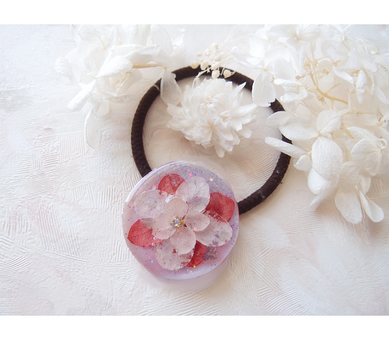 UVレジン作り方】重ねアジサイのヘアゴムの作り方 - UVレジン店員が