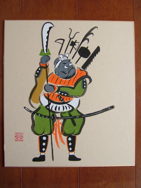 大津絵／長刀弁慶(なぎなたべんけい) - 一蓮の大津絵ギャラリー