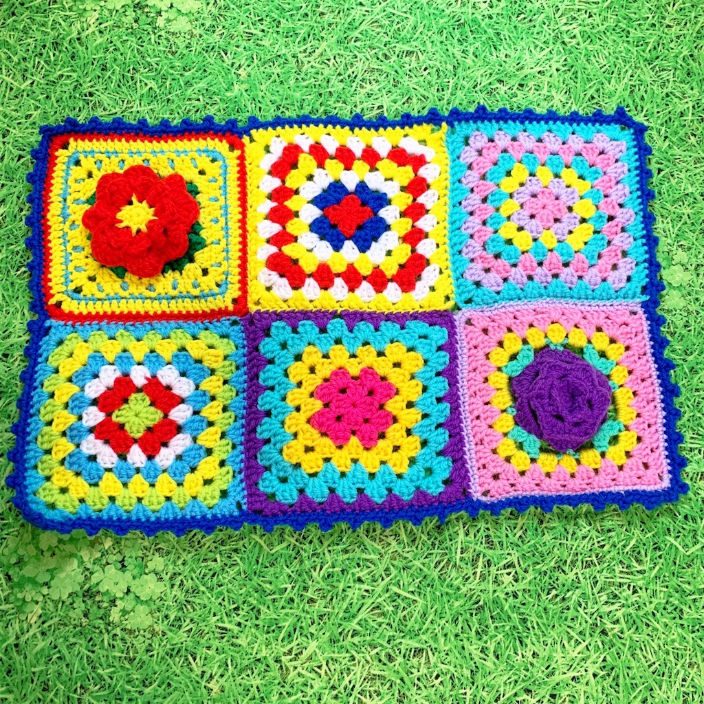 お花のグラニースクエアでマット完成♪かぎ針編み初心者がグラニー