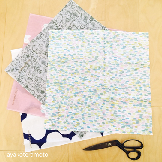 ミナペルホネンの手ぬぐいを使って簡単手作り】巾着袋と、ハンカチを