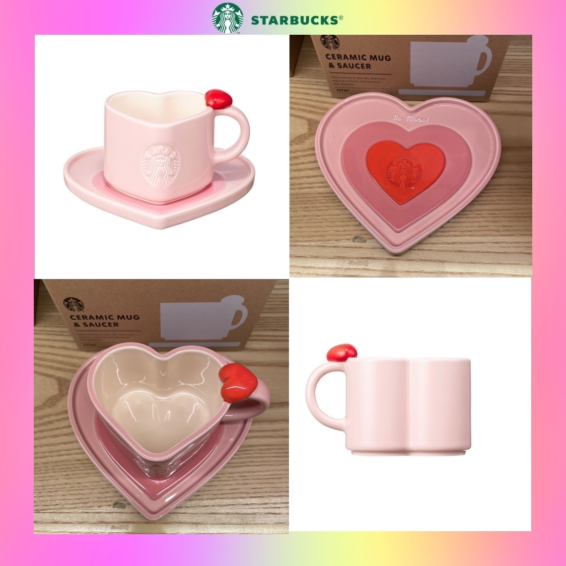 韓国スタバ】24バレンタイン☆ Heart Mug & Saucer 237ml (Starbucks