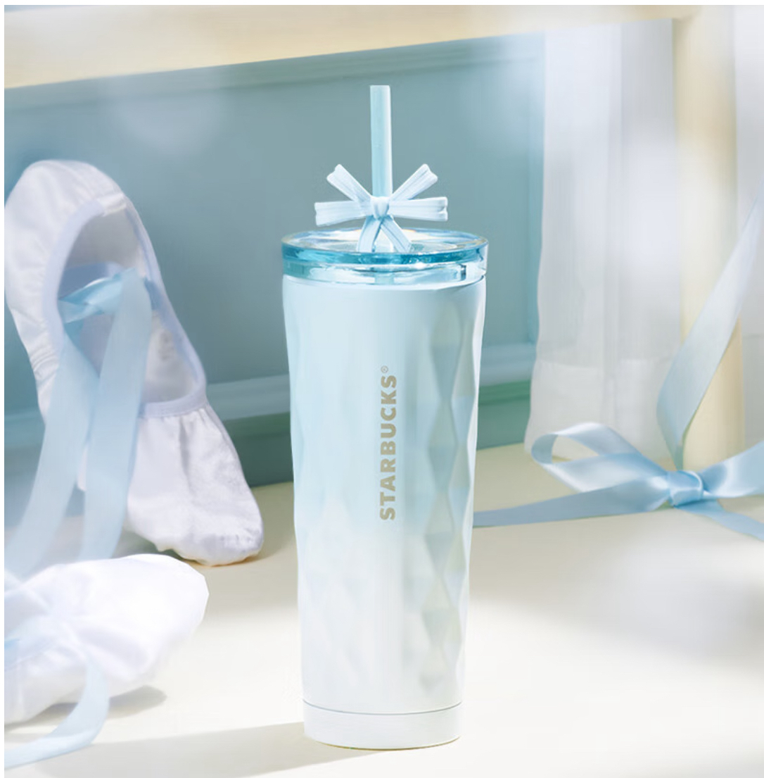 Starbucks中国 可愛い リボン ステンレス ストローカップ355ml